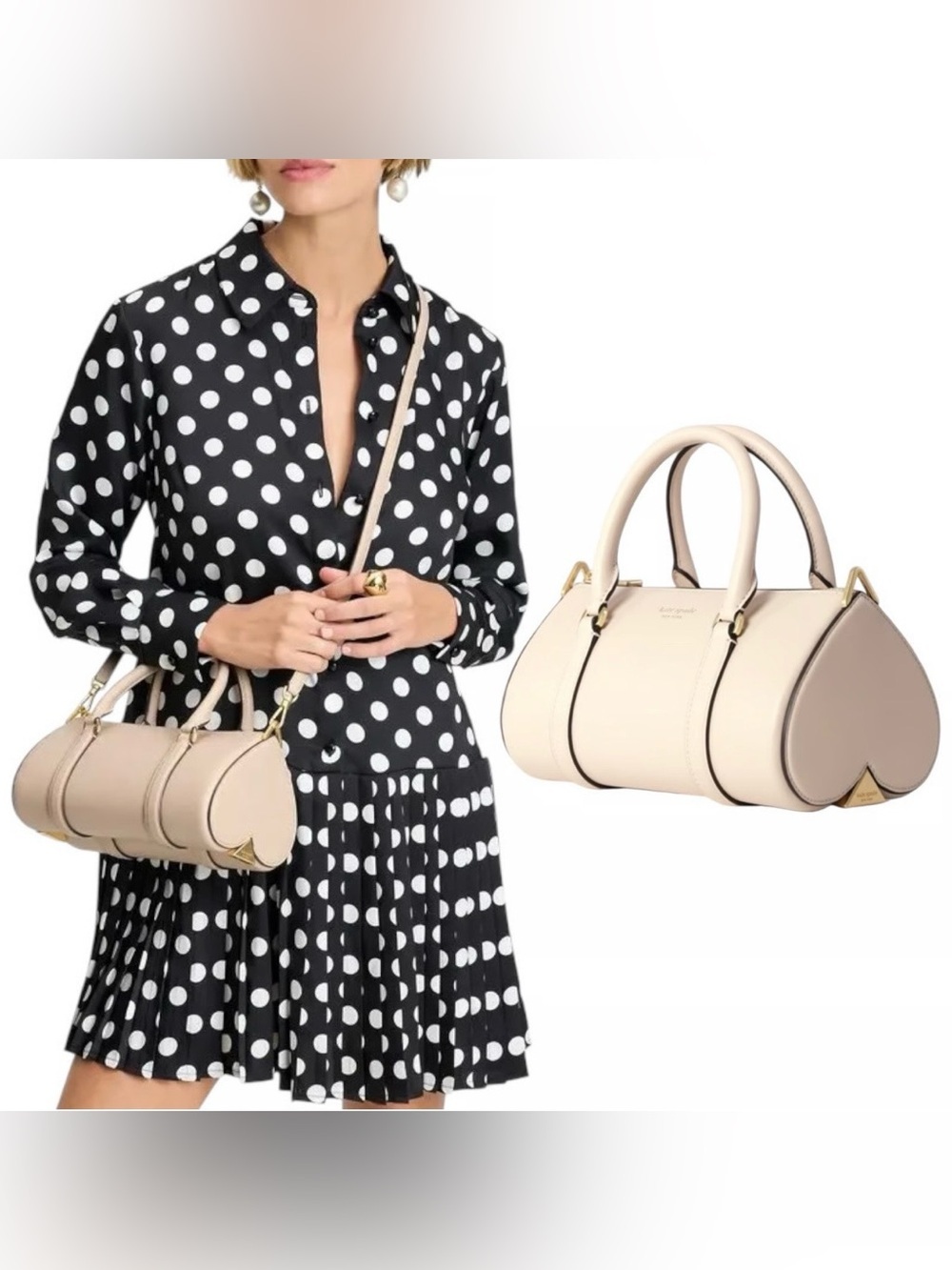NEW Kate Spade Icon Barrel Bag in Milk Glass Leather Crossbody Designer Purse
